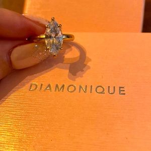 Diamonique Sz7 3ct CZ 14k plated NEW ring